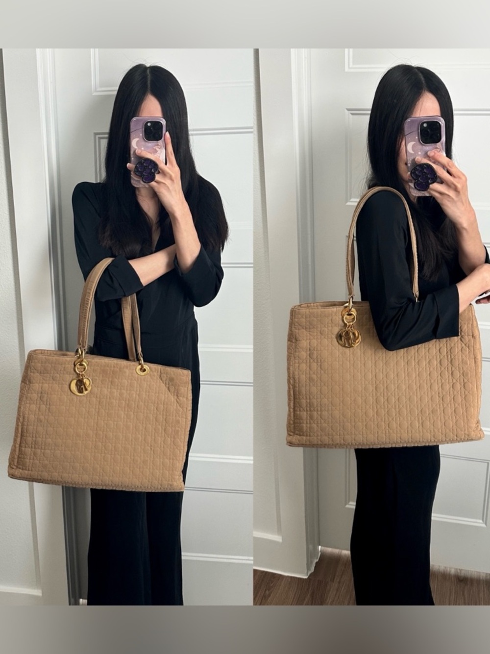 ✨Authentic CHRISTIAN DIOR Vintage Large Cannage Nylon Tote Bag Beige - Picture 17 of 17